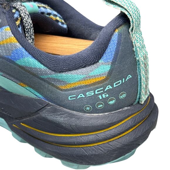 Brooks Cascadia 16 Black Teal Blue Trail Running Athletic Sneaker Shoe Women 9.5 - Picture 10 of 11